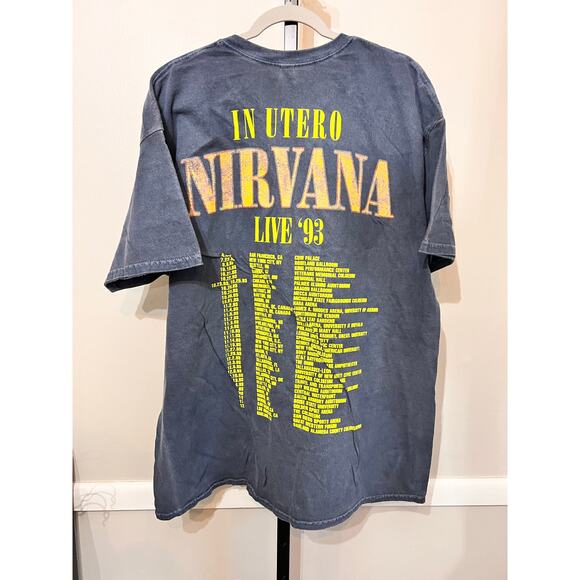 Nirvana 100% Cotton Short Sleeve Crew Neck Graphic T-Shirt Gray Women's L / XL - Picture 3 of 7